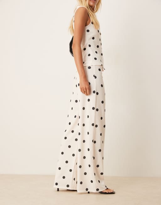 ASOS DESIGN wide leg pants in polka dot print (part of a set), 2 of 5