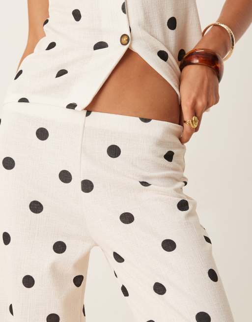 ASOS DESIGN wide leg pants in polka dot print (part of a set), 3 of 5