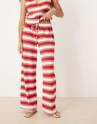 Asos Design Wide Leg Pants In Red