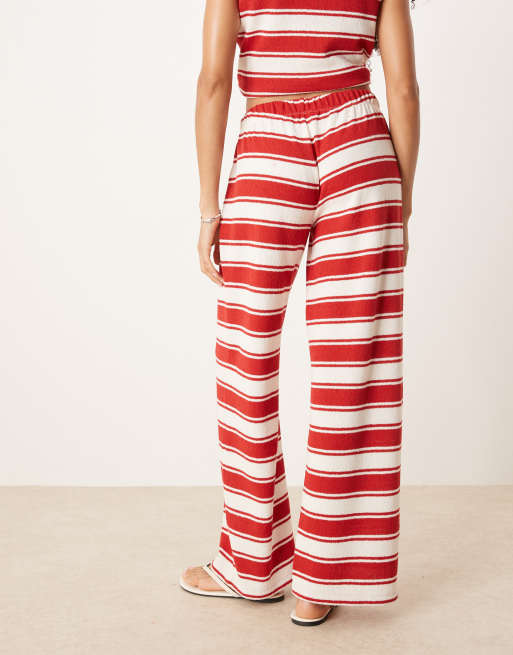ASOS DESIGN wide leg pants in red and cream stripes - part of a set, 3 of 5