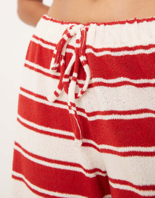 ASOS DESIGN wide leg pants in red and cream stripes - part of a set, 4 of 5