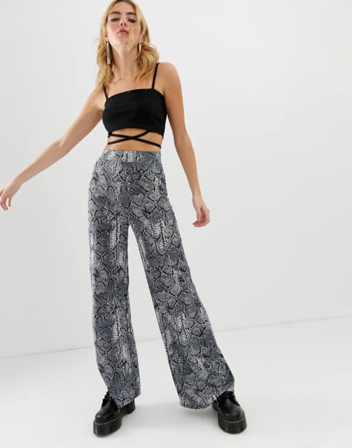 Wide leg 2025 snake print trousers