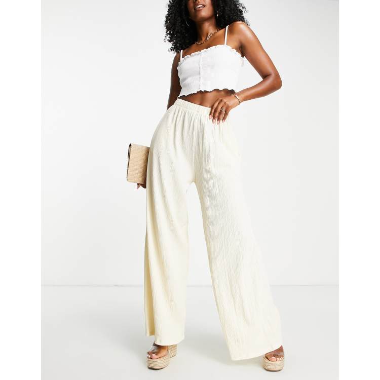 ASOS DESIGN premium jersey twill wide leg pants in stone