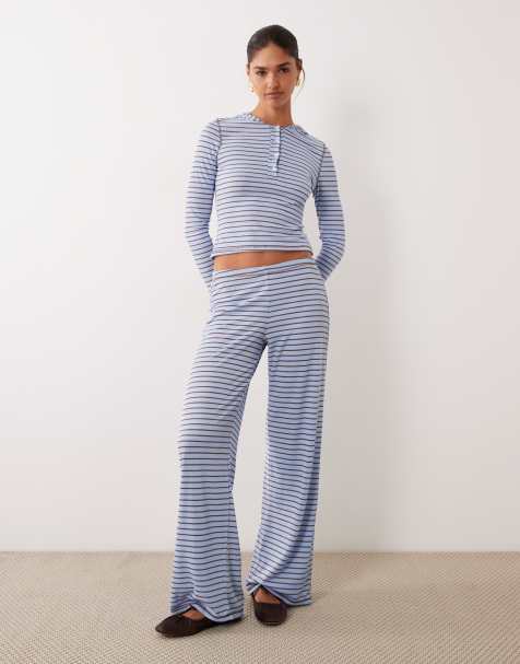 ASOS DESIGN wide leg pants in stripe (part of a set) - view 1