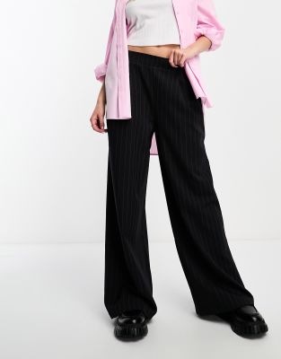 Asos Design Wide Leg Pants In Stripe-no Color