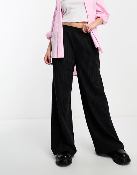 ASOS DESIGN wide leg trouser in stripe