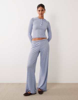 Asos Design Wide Leg Pants In Blue