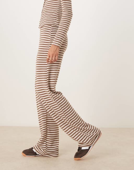 ASOS DESIGN wide leg pants in textured stripe - part of a set, 2 of 5