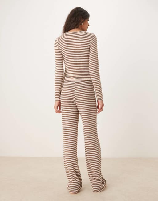 ASOS DESIGN wide leg pants in textured stripe - part of a set, 4 of 5