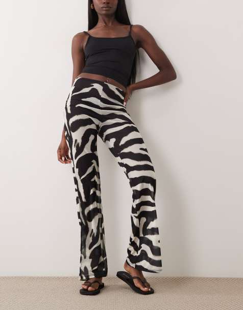 ASOS DESIGN wide leg pants in zebra print - view 1