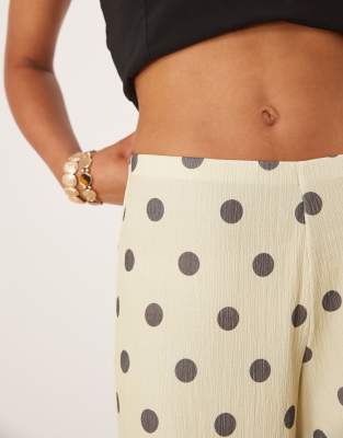 Asos Design Wide Leg Pants Polka Dot Print In White