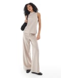 [ASOS DESIGN] ASOS DESIGN wide leg pants set in beige-Neutral 12 Beige