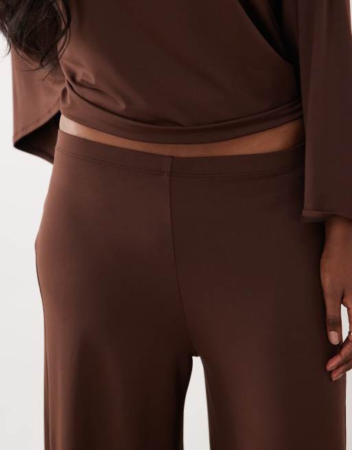 ASOS DESIGN wide leg pants set in brown, 4 of 5