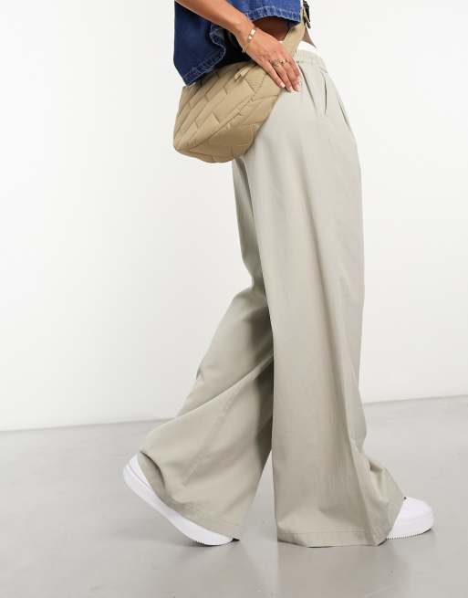 ASOS DESIGN wide leg pants with boxer waist in gray