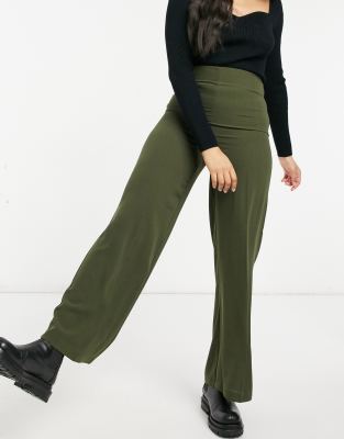 high waisted khaki flare pants