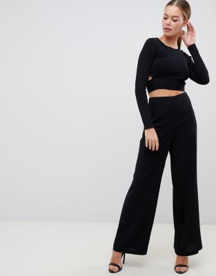 high waist flare wide leg long pants