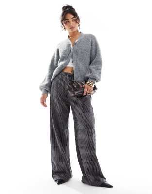 Asos Design Wide Leg Pants With Concealed Tie Waistband In Check-multi