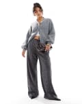 [ASOS DESIGN] ASOS DESIGN wide leg pants with concealed tie waistband in check-Multi XS Check