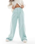 [ASOS DESIGN] ASOS DESIGN wide leg pants with contrast panel in mint green XS Mint