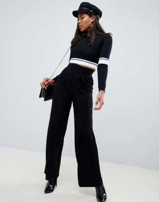 asos black wide leg trousers