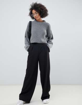 black wide leg trousers