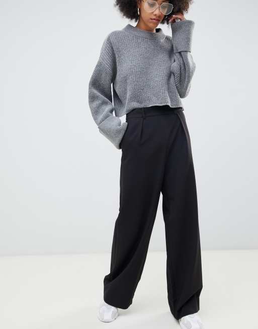 ASOS DESIGN wide leg pants with pleat detail