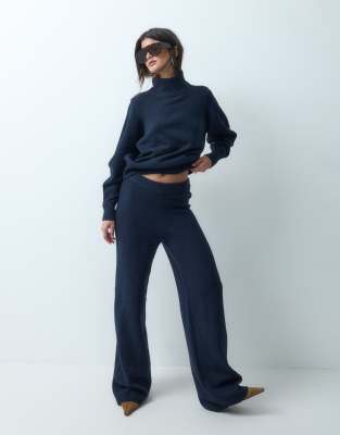 Asos Design Wide Leg Pants With Wool In Blue
