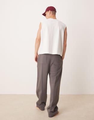 Asos Design Wide Leg Pin Tuck Sweatpants In Gray