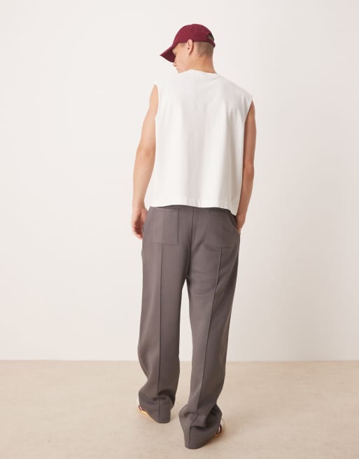 ASOS DESIGN wide leg pin tuck sweatpants in volcanic glass