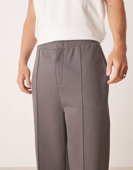 ASOS DESIGN wide leg pin tuck sweatpants in volcanic glass