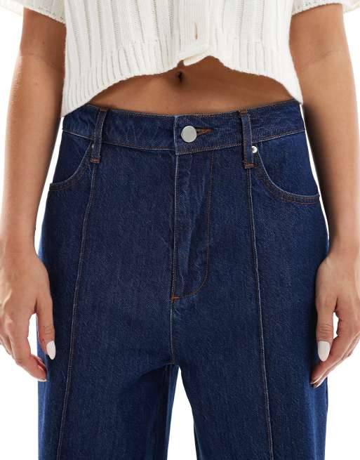 ASOS DESIGN wide leg pintuck jeans in indigo | ASOS
