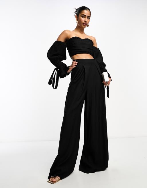 Buy Ardene Pleated Wide Leg Pants In Black