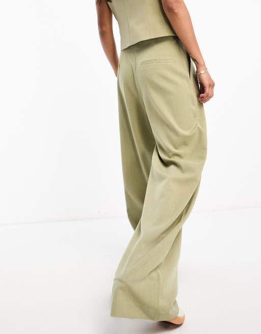 ASOS DESIGN wrap front pants in khaki