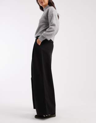 Asos Design Wide Leg Pleated Pants In Black