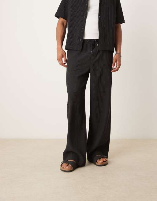ASOS DESIGN wide leg plisse pants in black (Part of a set), 2 of 5