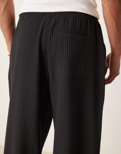 ASOS DESIGN wide leg plisse pants in black (Part of a set), 3 of 5