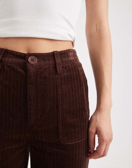 ASOS DESIGN wide leg pocket detail corduroy pants in brown