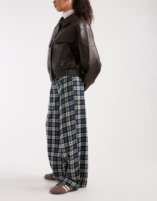 Asos Design Wide Leg Pull-on Pants In Multi