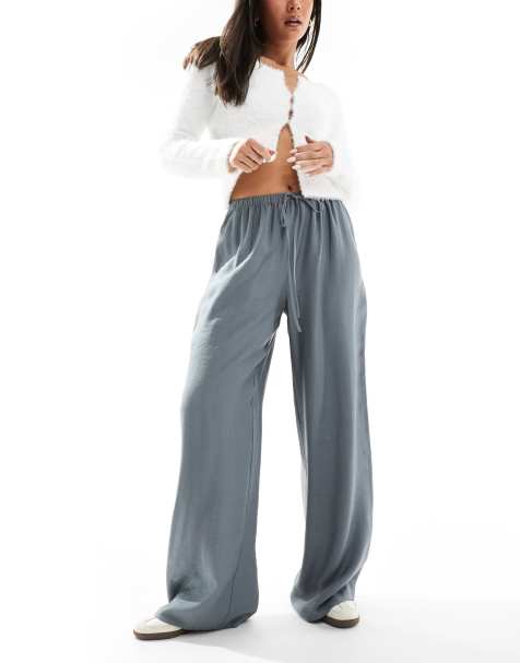 ASOS DESIGN wide leg pull on pants in gray - view 1