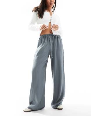 ASOS DESIGN wide leg pull on trouser in grey