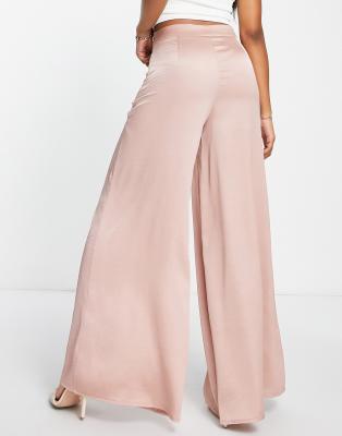 Defined Bliss Satin Pants In Blush