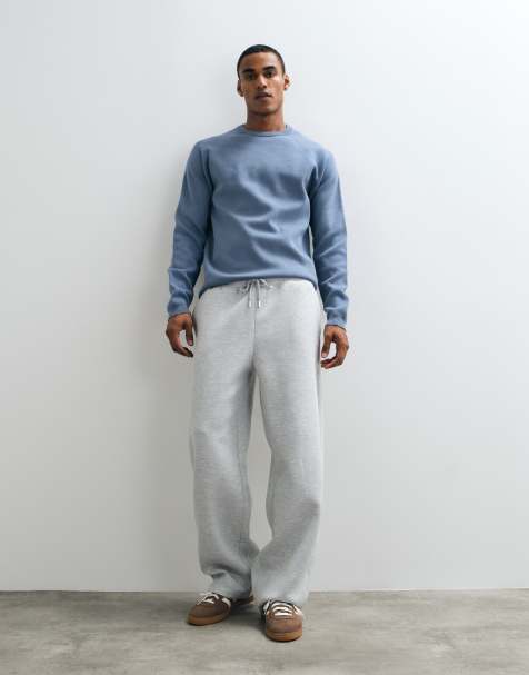 ASOS DESIGN wide leg scuba-style fabric jogger in gray - view 1