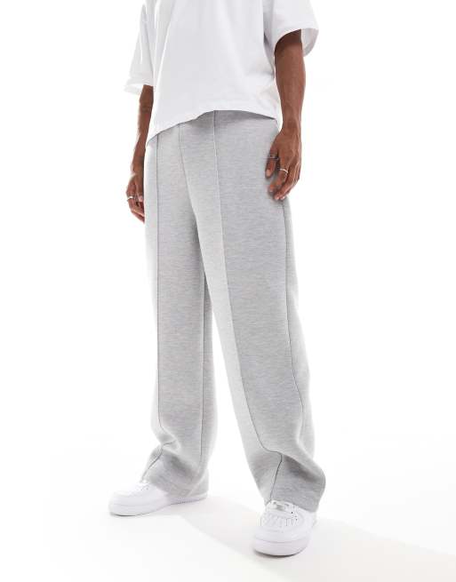 ASOS DESIGN wide leg scuba-style fabric joggers in grey marl, 3 of 5