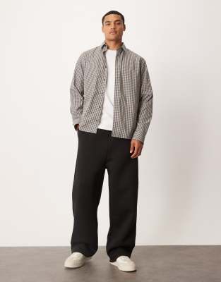 Asos Design Wide Leg Scuba-style Fabric Sweatpants In Black