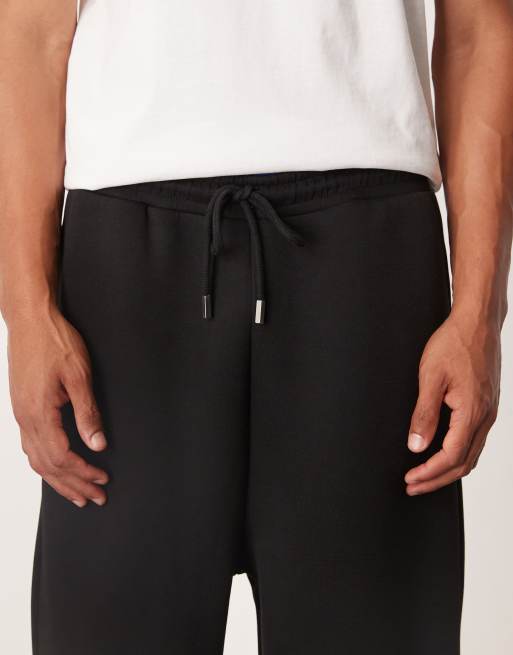 ASOS DESIGN wide leg scuba-style fabric sweatpants in black