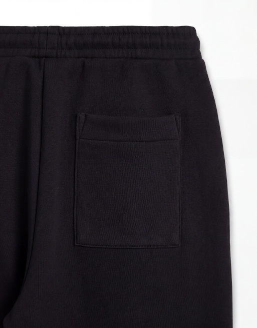 ASOS DESIGN wide leg scuba-style fabric trackies with embroidery in black, 9 of 9
