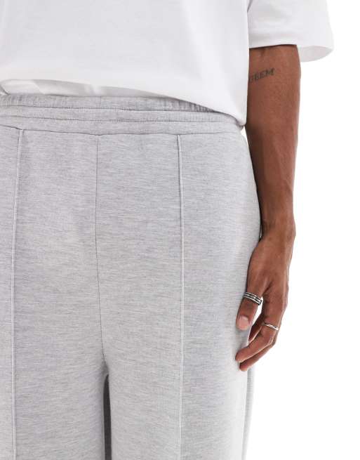 ASOS DESIGN wide leg scuba jogger in grey marl  - LGREY