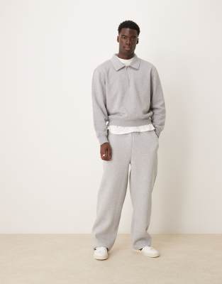 Asos Design Wide Leg Scuba Sweatpants In Gray Heather