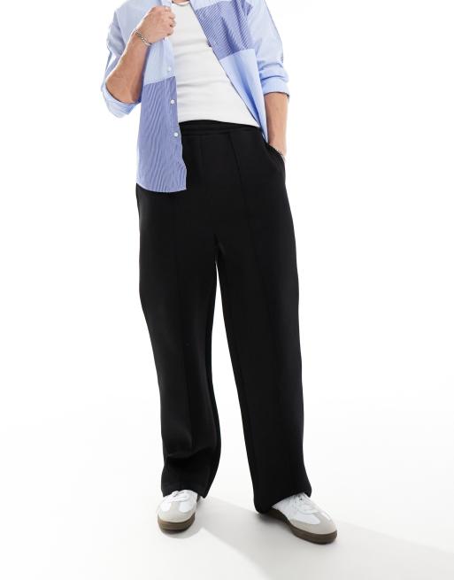 ASOS DESIGN wide leg scuba trackies in black