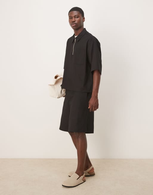 ASOS DESIGN wide leg  short co-ord in black